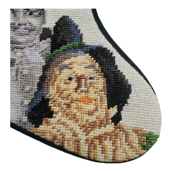 Rare Wizard Of Oz Needlepoint Christmas Stocking Wool Rainbow Dorothy Holiday 18 - Picture 7 of 14